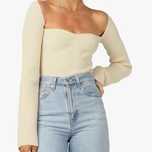 Cream Rib Knit Bustier Top Size XS